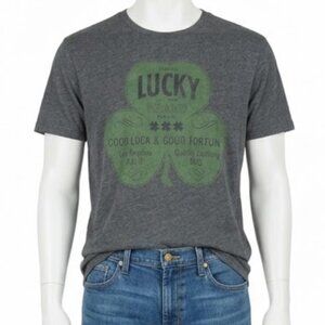 Lucky Brand Mens XL T-Shirt Shamrock Graphic Tee Charcoal Gray